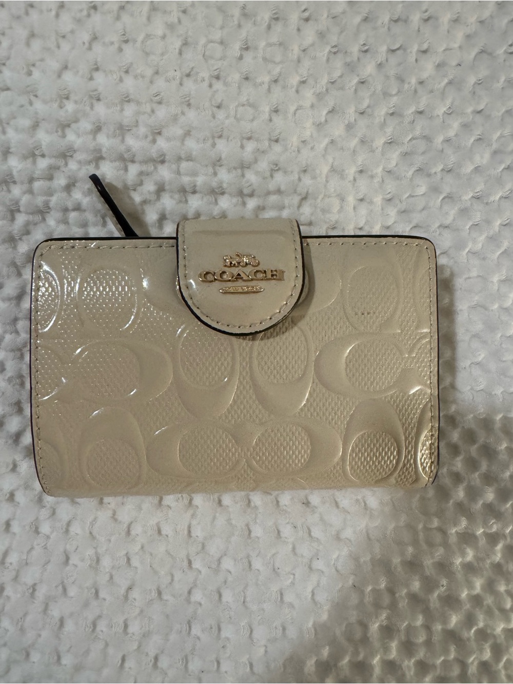 Coach Patent Leather Wallet - Cream